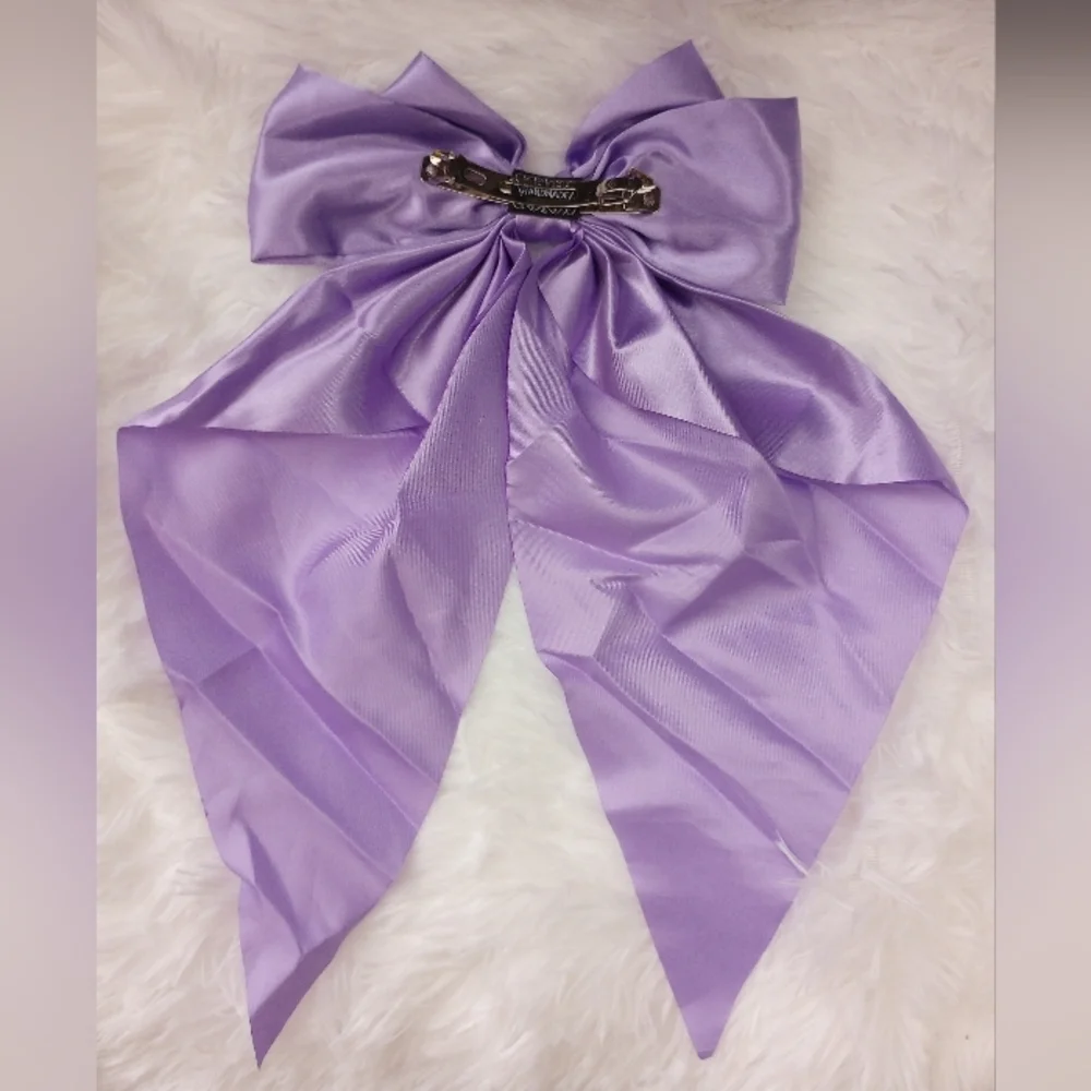 Lavender Extra Large Hair Bow Satin Clip